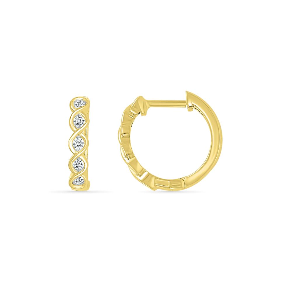 Diamond Twist Hoop Earrings in 10K Yellow Gold (1/5 ct. tw.) – Image 1 of 3