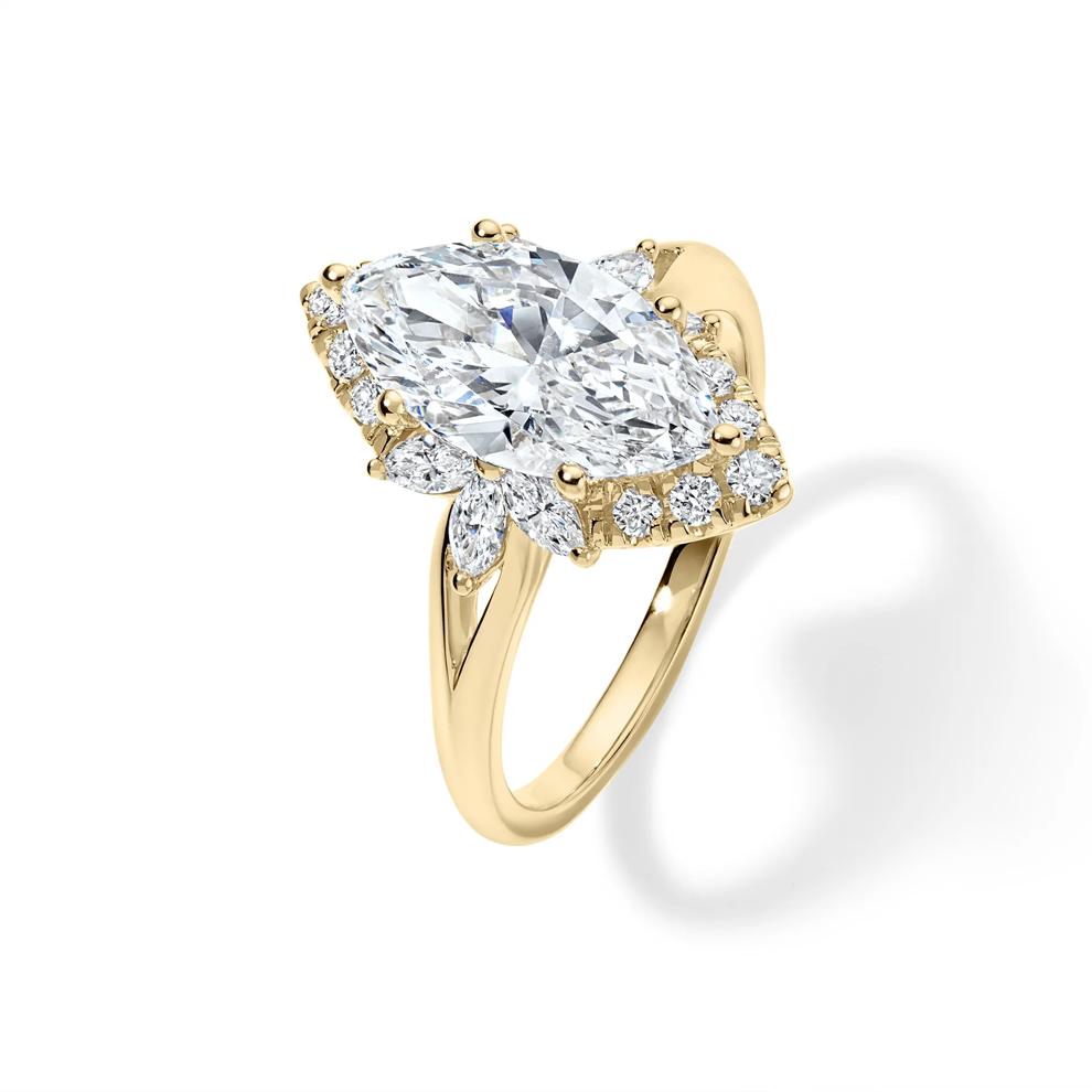 Lab Grown Diamond Marquise Halo Engagement Ring in 14K Yellow Gold (3 ct. tw.) – Image 4 of 4