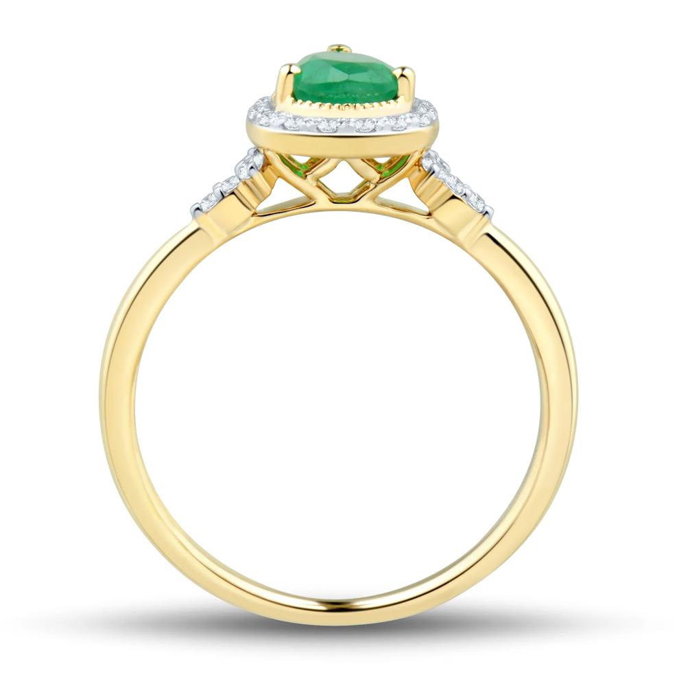 Pear-Shaped Emerald and Diamond Ring in 10K Yellow Gold (1/10 ct. tw.) – Image 2 of 3