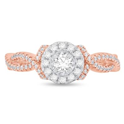 Round Diamond Halo Engagement Ring in 10K Rose Gold (1/2 ct. tw.)