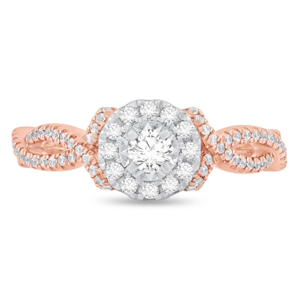 Round Diamond Halo Engagement Ring in 10K Rose Gold (1/2 ct. tw.) – Image 1 of 3