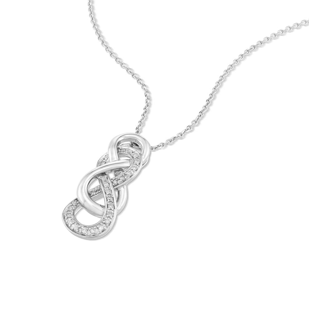 Diamond Double Infinity Pendant Necklace in Sterling Silver (1/10 ct. tw.) – Image 3 of 4