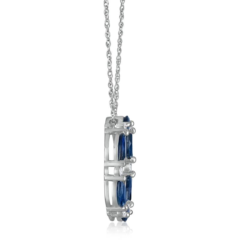 Blue Sapphire and Diamond Open Circle Pendant in 10K White Gold &#40;1/10 ct. tw.&#41; – Image 2 of 3