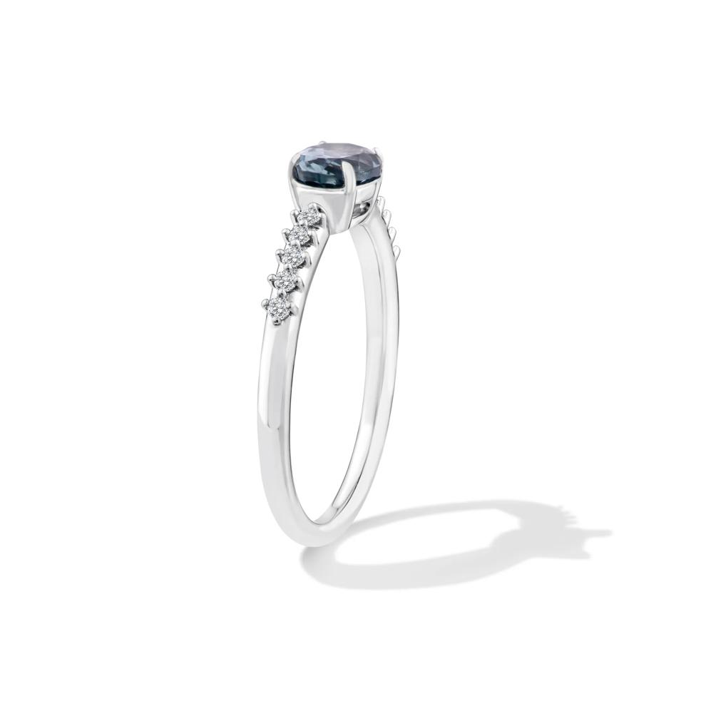 Montana Blue Sapphire &amp; Diamond Ring in Sterling Silver (1/10 ct. tw.) – Image 3 of 4