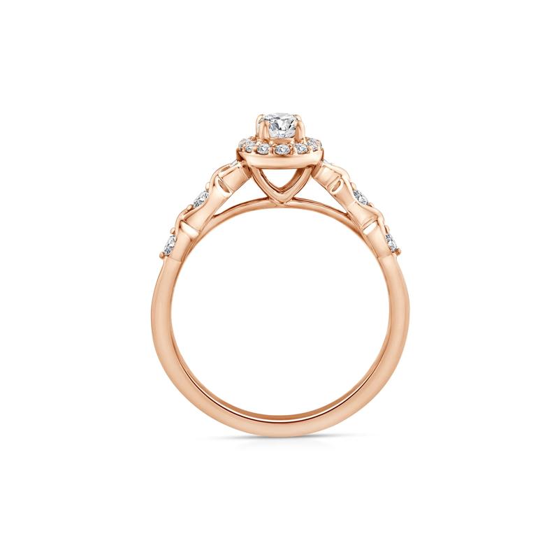 Lab Grown Diamond Oval Halo Promise Ring in 10K Rose Gold &#40;1/2 ct. tw.&#41; – Image 2 of 3