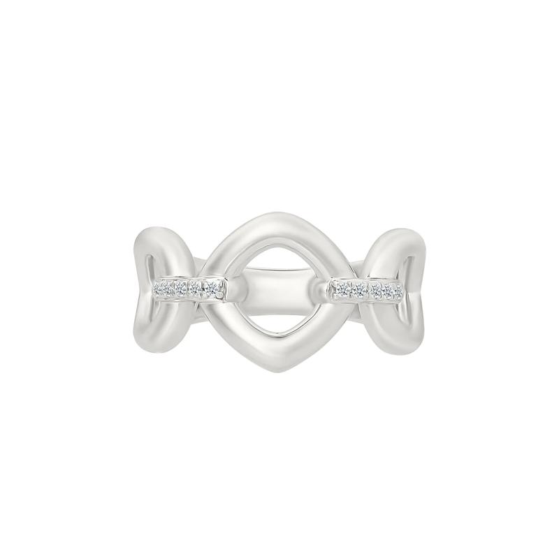 Diamond Accent Link Ring in Sterling Silver – Image 4 of 5