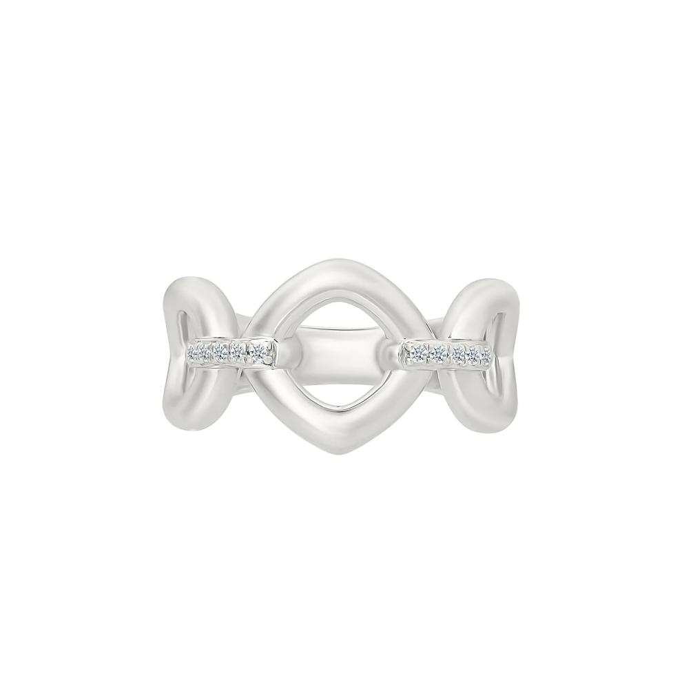 Diamond Accent Link Ring in Sterling Silver – Image 4 of 5