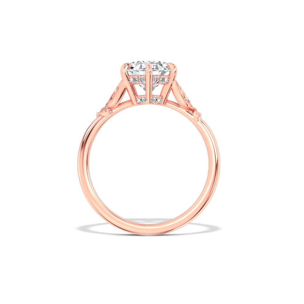 Lab Grown Diamond Etched Leaf Shank Engagement Ring in 14K Rose Gold (2 ct. tw.) – Image 2 of 4