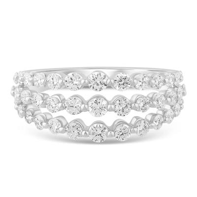 Lab Grown Diamond Three-Row Anniversary Band in 10K White Gold (1 ct. tw.)