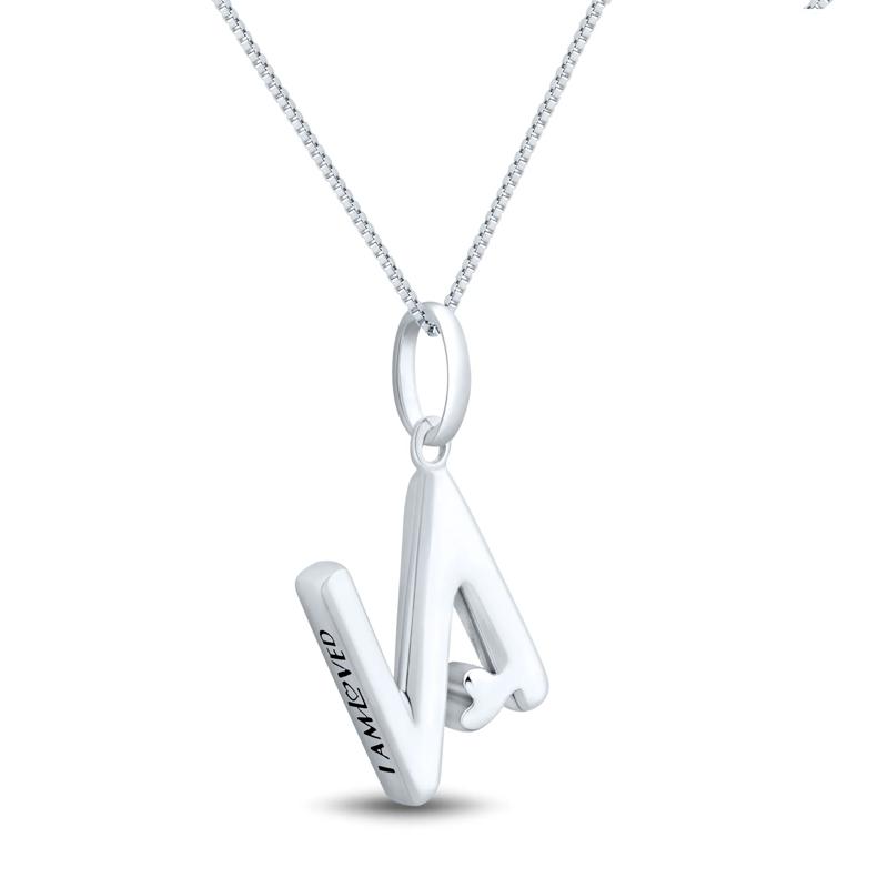 Diamond Accent Initial N Pendant in Sterling Silver and 14K Rose Gold – Image 3 of 4