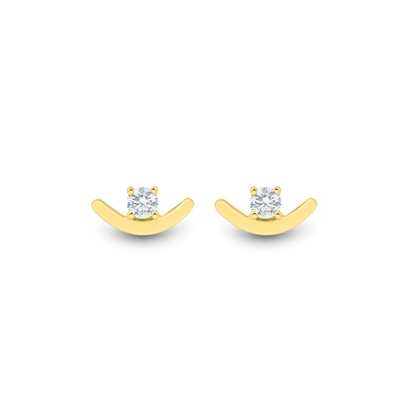 Lab Grown Diamond Curved Bar Stud Earrings in 10K Yellow Gold &#40;1/10 ct. tw.&#41; – Image 2 of 2