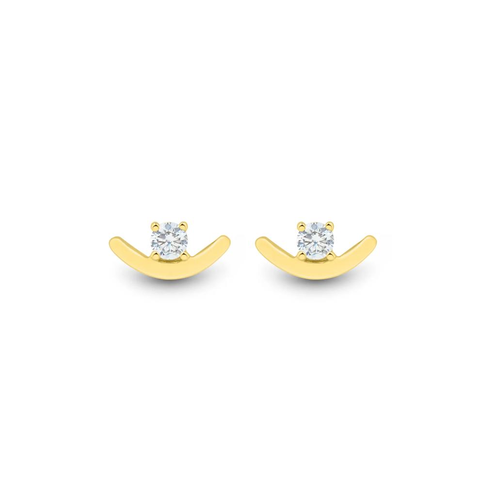 Lab Grown Diamond Curved Bar Stud Earrings in 10K Yellow Gold (1/10 ct. tw.) – Image 2 of 2