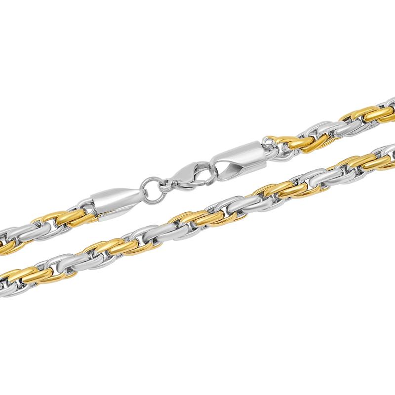 High-Polished Rope Chain in Two-Tone Ion Plated Stainless Steel, 5MM, 24&quot; – Image 2 of 3