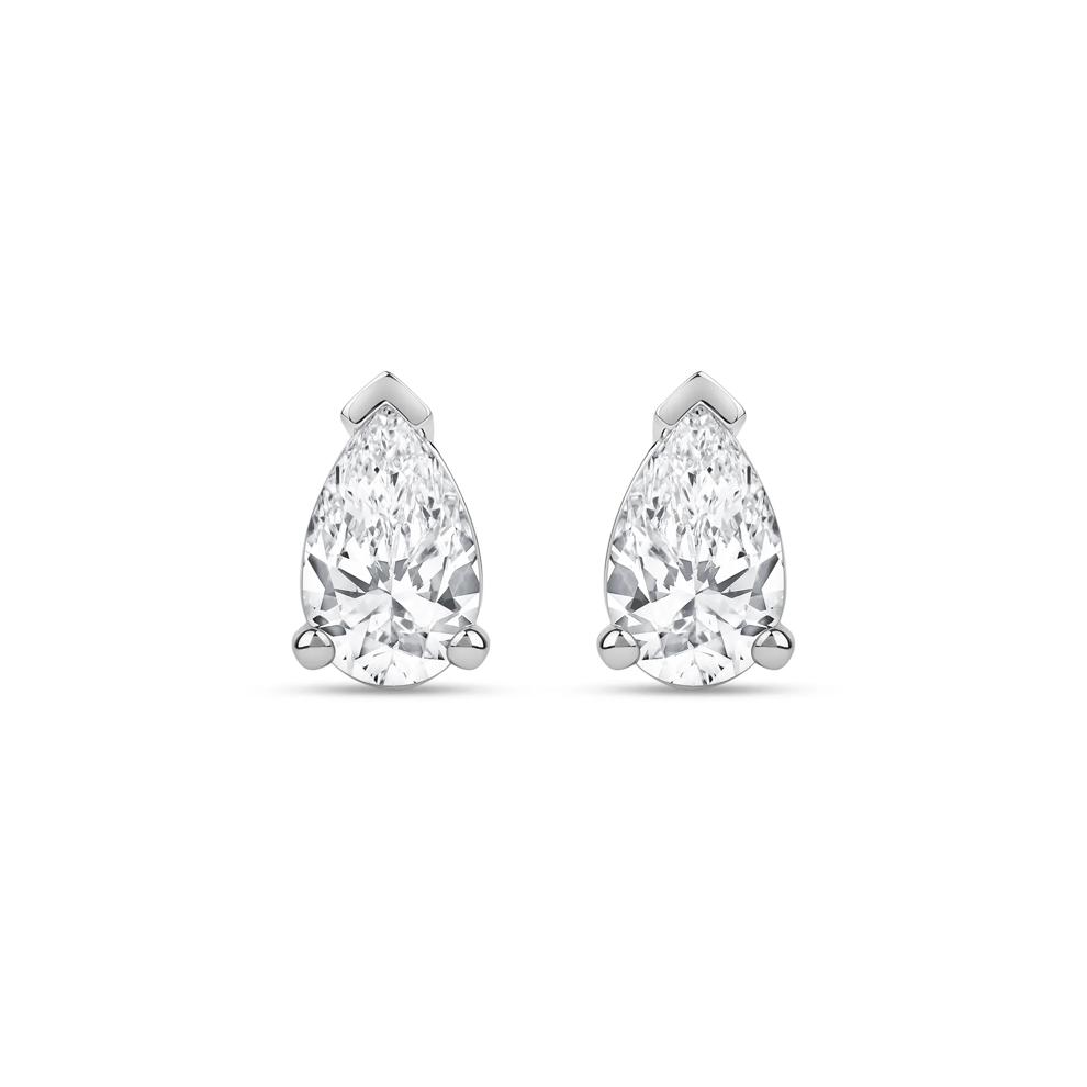 Lab Grown Diamond Pear-Shaped Solitaire Stud Earrings in 14K White Gold (3 ct. tw.) – Image 2 of 3