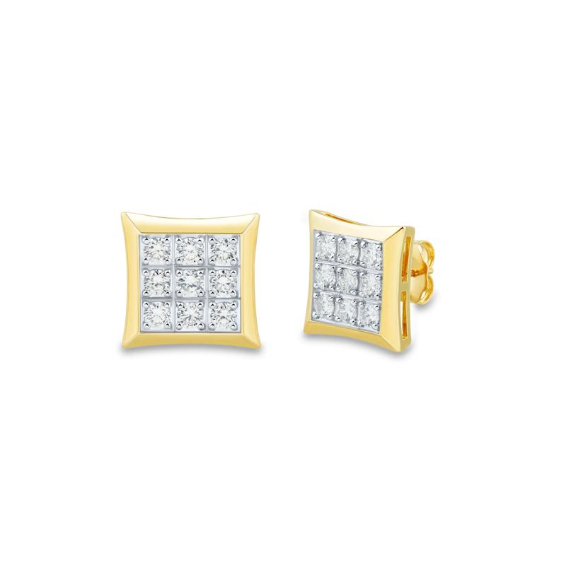 Men&#39;s Lab Grown Diamond Earrings in 10K Yellow Gold &#40;1 ct. tw.&#41; – Image 1 of 2