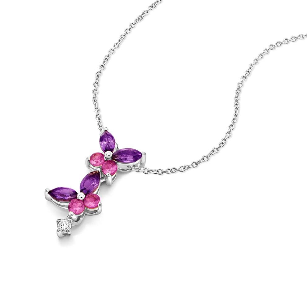 Amethyst &amp; Lab-Created Pink &amp; White Sapphire Butterfly Pendant &amp; Earrings Boxed Set in Sterling Silver – Image 7 of 7
