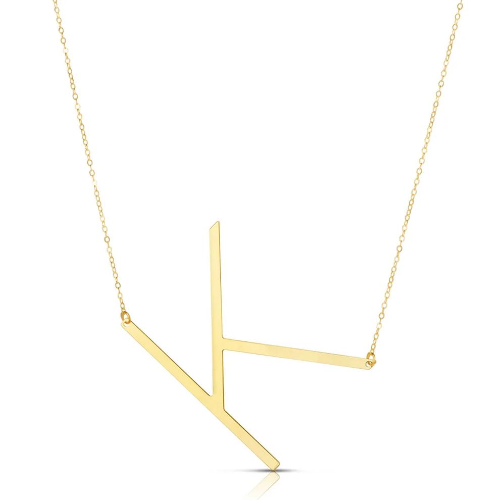 &ldquo;K&rdquo; Initial Necklace in 14K Yellow Gold – Image 1 of 3