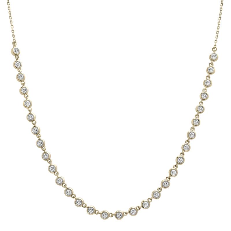 Diamond Bezel Necklace in 10K Yellow Gold &#40;1 ct. tw.&#41; – Image 1 of 4