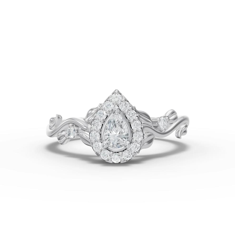 Diamond Pear-Shaped Halo Engagement Ring in 14K White Gold (1/4 ct. tw.) – Image 1 of 4