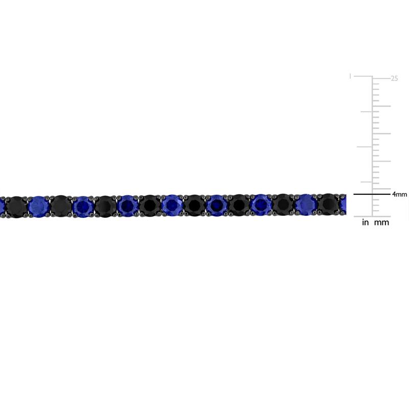Lab-Created Black &amp; Lab-Created Blue Sapphire Bracelet in Sterling Silver – Image 3 of 5