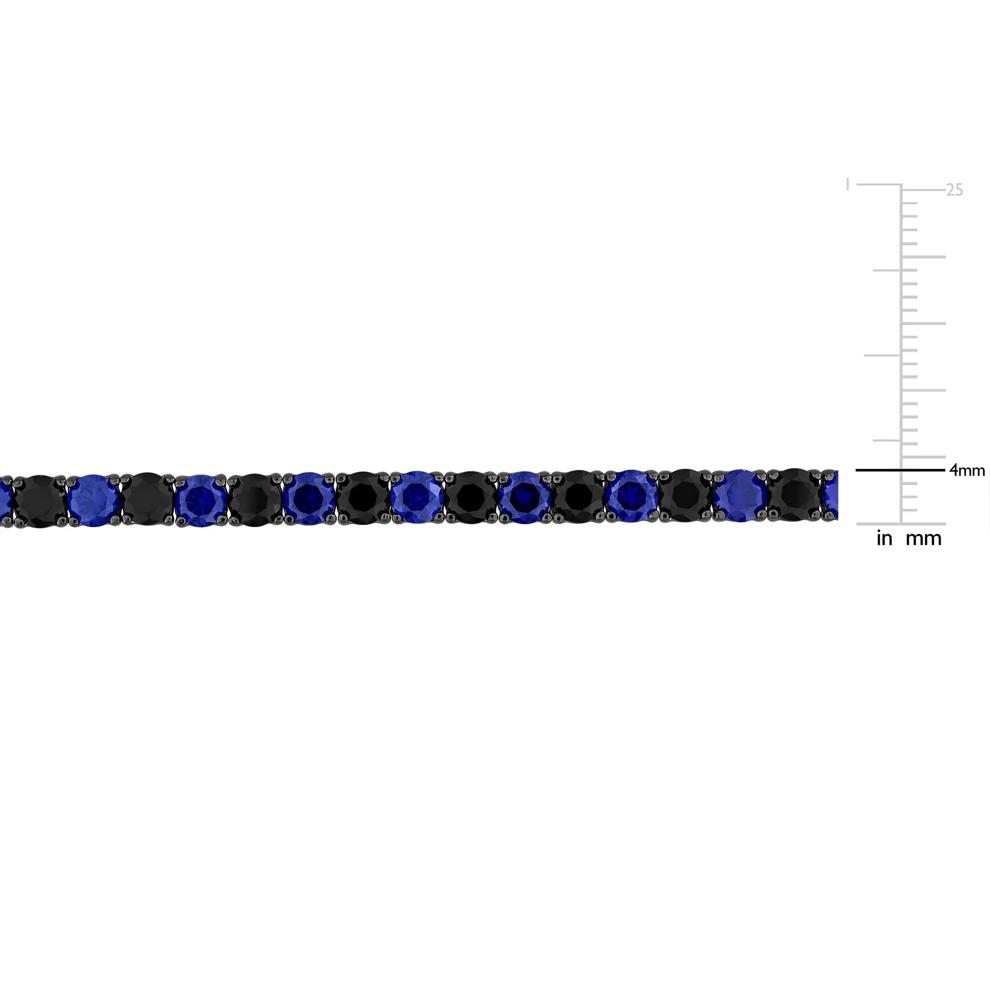 Lab-Created Black &amp; Lab-Created Blue Sapphire Bracelet in Sterling Silver – Image 3 of 5