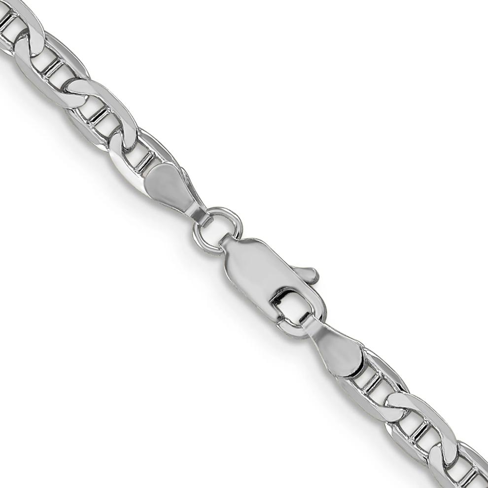 Solid Marine Link Chain in 14K White Gold, 3.75MM, 24&rdquo; – Image 3 of 4