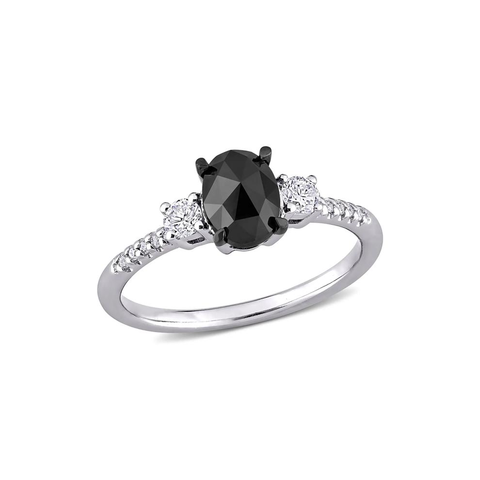 1 1/4 Black &amp; White Diamond Ring in 14K White Gold – Image 4 of 6