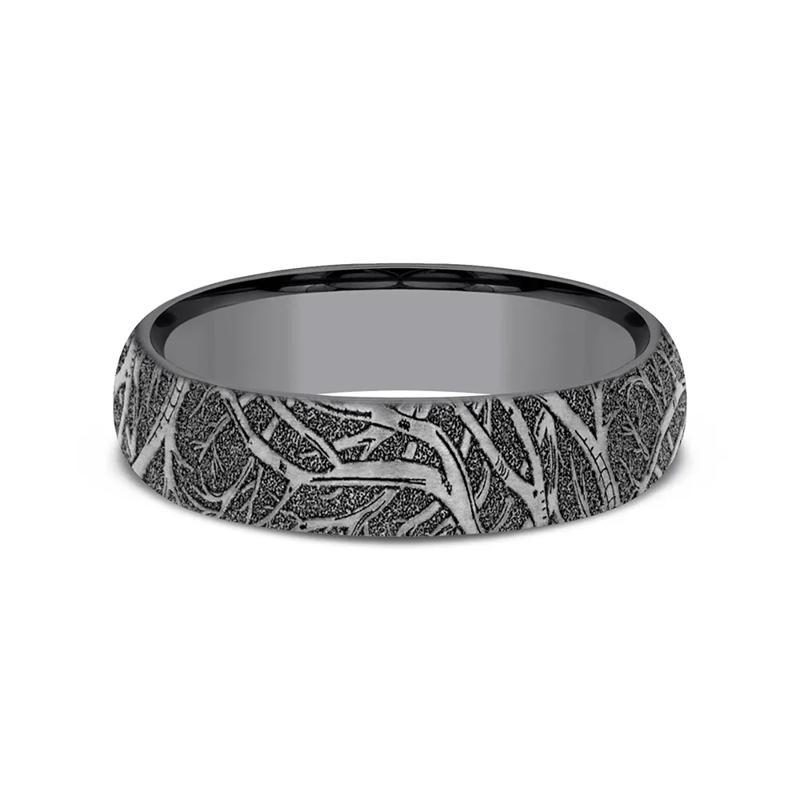 Men&#39;s Tantalum Wedding Band in Forest Detail – Image 1 of 3