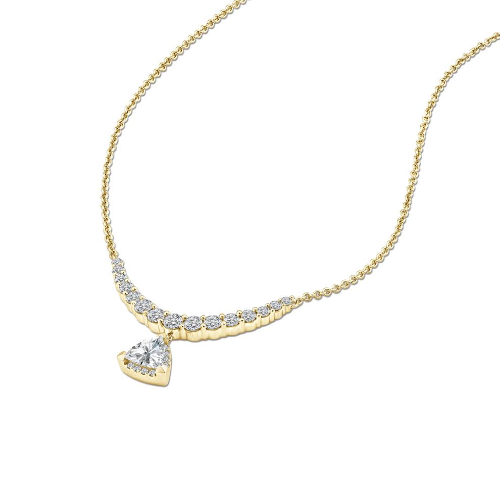 Lab Grown Diamond Trillion Drop Smile Necklace in 14K Yellow Gold (1 ct. tw.) – Image 2 of 4