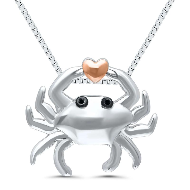 Diamond Accent Crab Pendant in Sterling Silver and 14K Rose Gold – Image 1 of 3