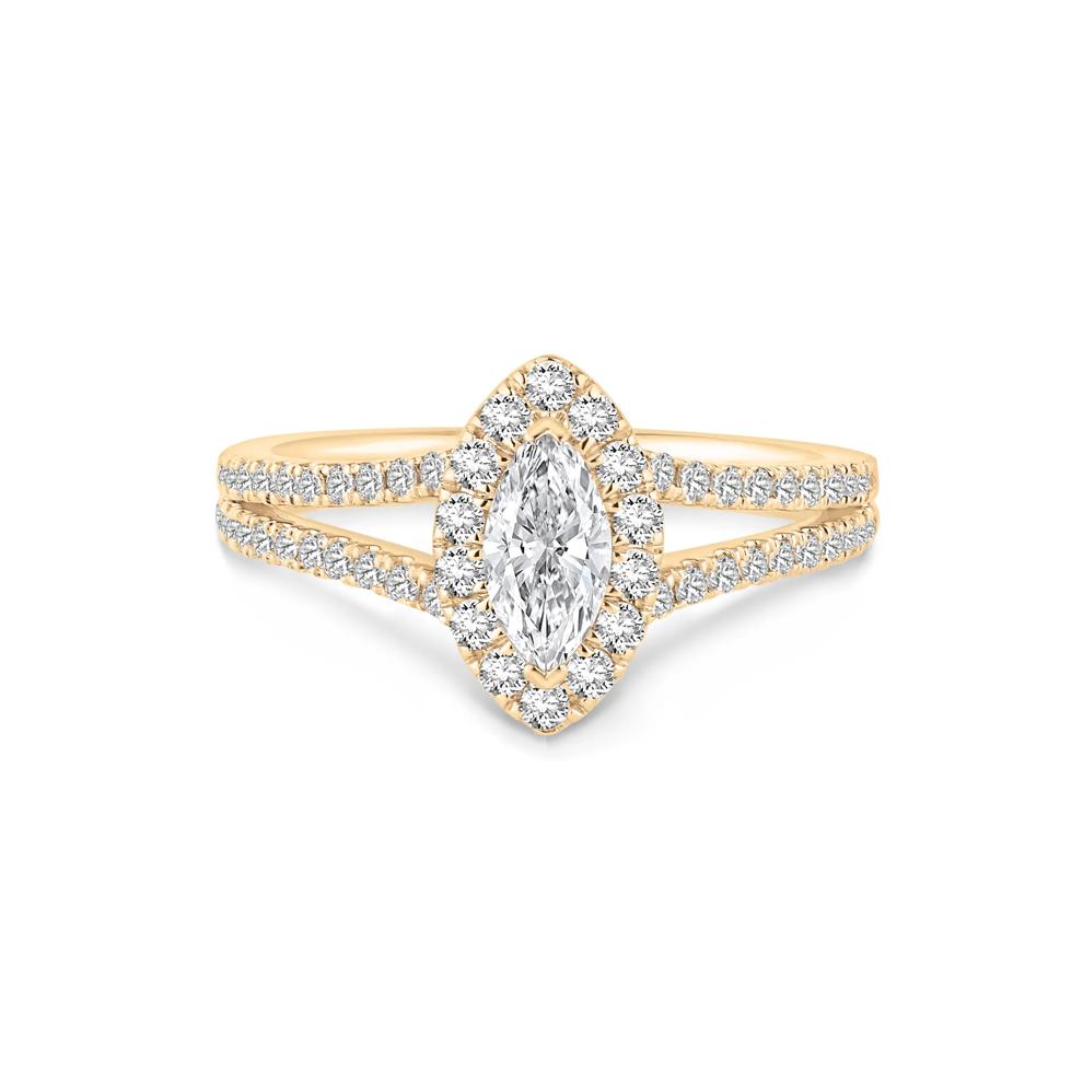 Diamond Marquise Halo Engagement Ring in 18K Yellow Gold (1 ct. tw.) – Image 1 of 4