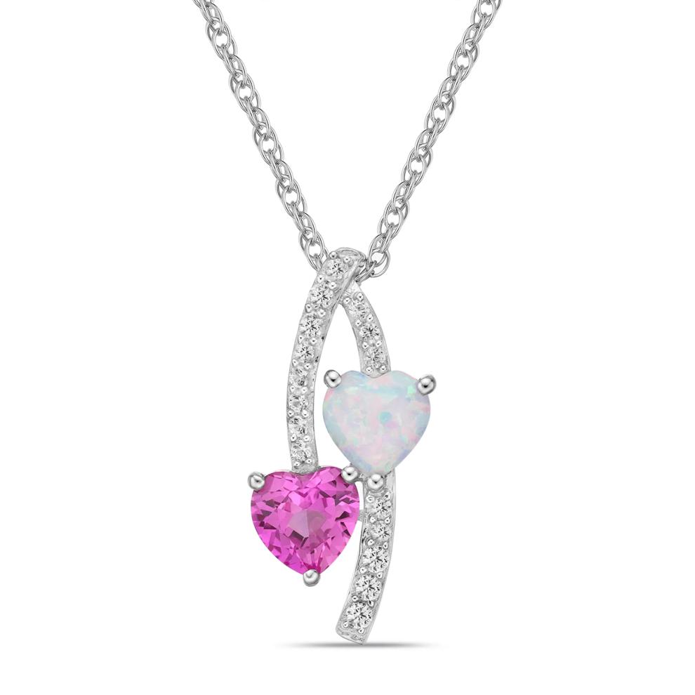 Lab-Created Gemstone Heart Necklace in Sterling Silver – Image 1 of 3