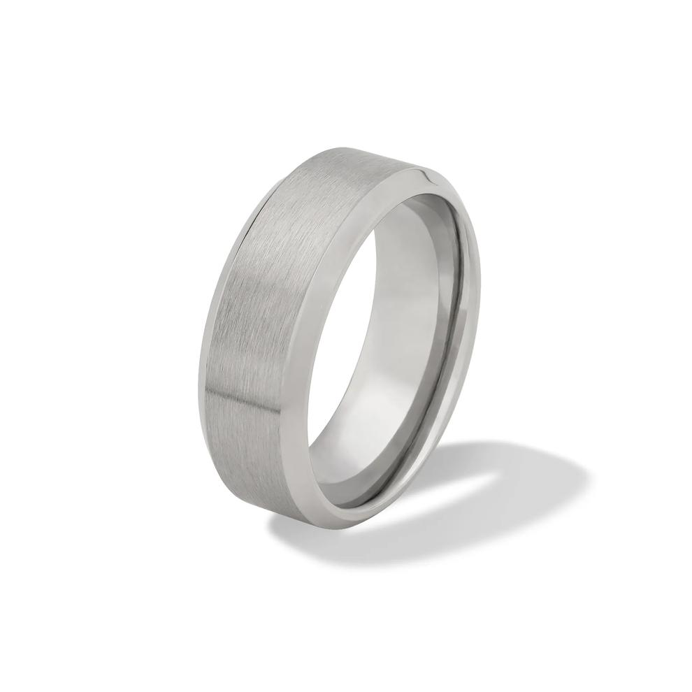 Men&rsquo;s Beveled Wedding Band in Titanium, 8mm – Image 4 of 4