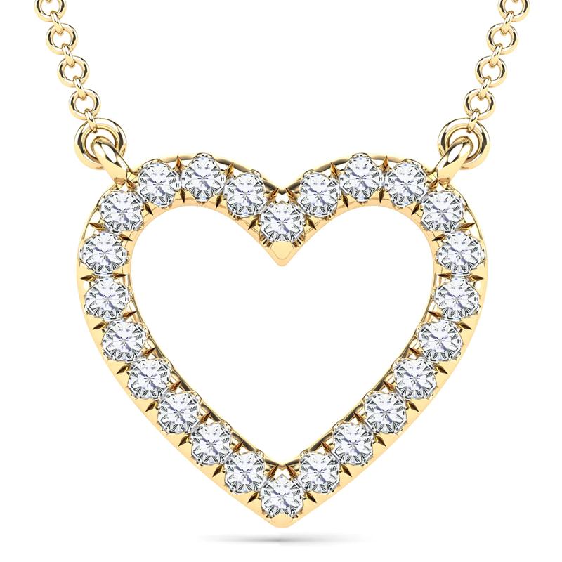 Diamond Accent Heart Necklace in 10K Yellow Gold – Image 1 of 4