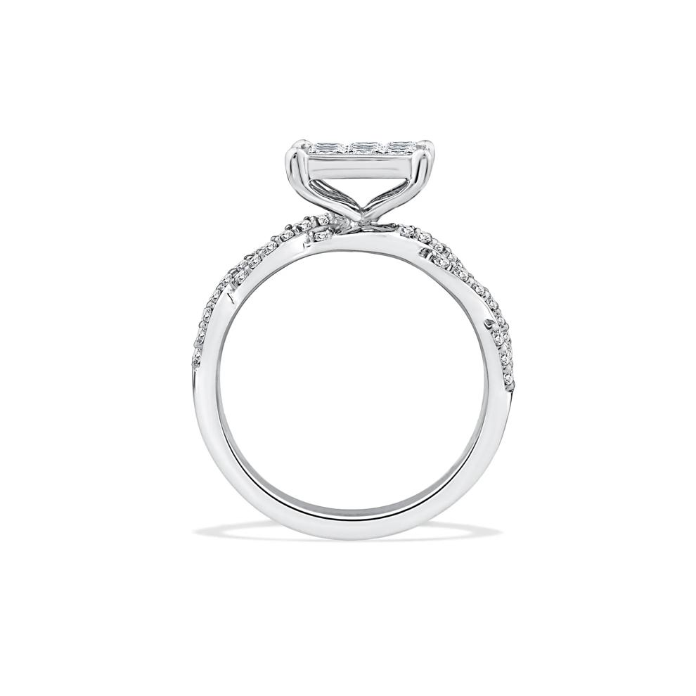 Diamond Princess-Cut Quad Twist-Shank Engagement Ring in 10K White Gold (1 ct. tw.) – Image 2 of 4