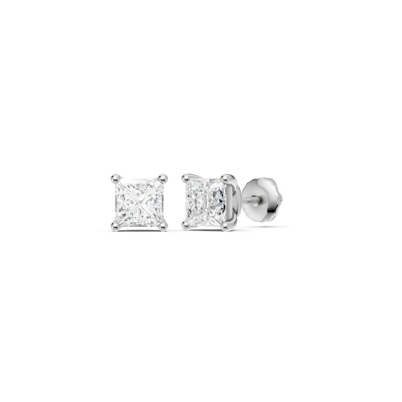 Lab Grown Diamond Earrings with Princess Cut in 14K White Gold &#40;1 1/2 ct. tw.&#41; – Image 2 of 4