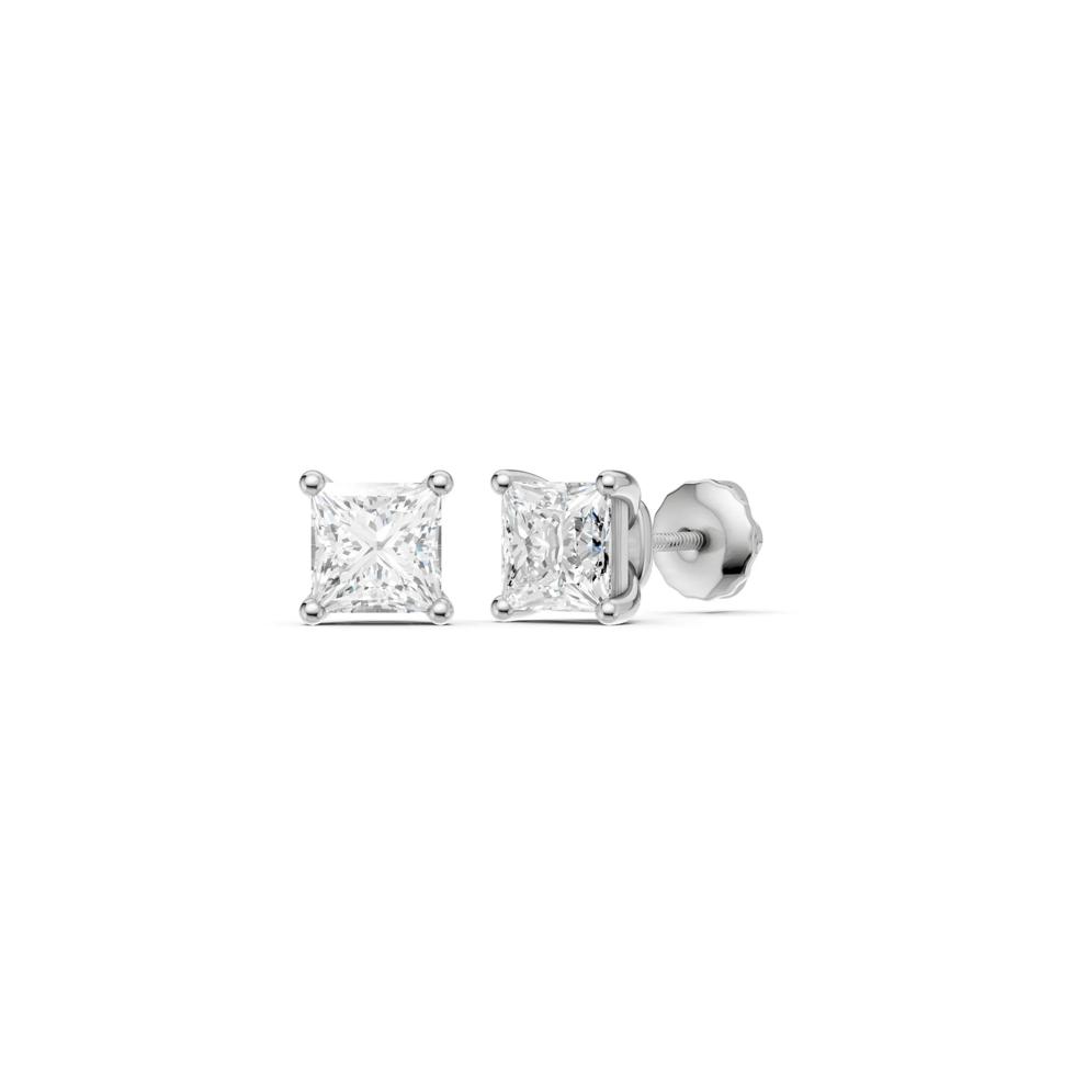 Lab Grown Diamond Earrings with Princess Cut in 14K White Gold (1 1/2 ct. tw.) – Image 2 of 4