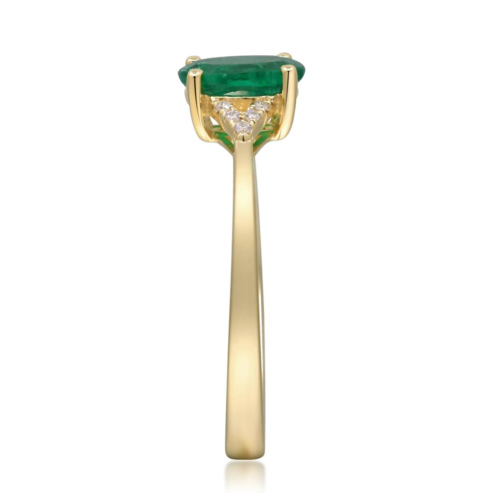 Oval Emerald &amp; Diamond Accent Ring in 10K Yellow Gold – Image 3 of 5