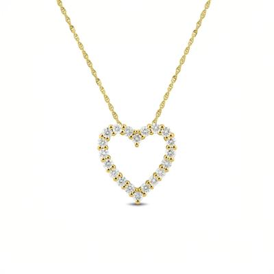 Lab Grown Diamond Round Heart Pendant Necklace in 10K Yellow Gold (1/2 ct. tw.)