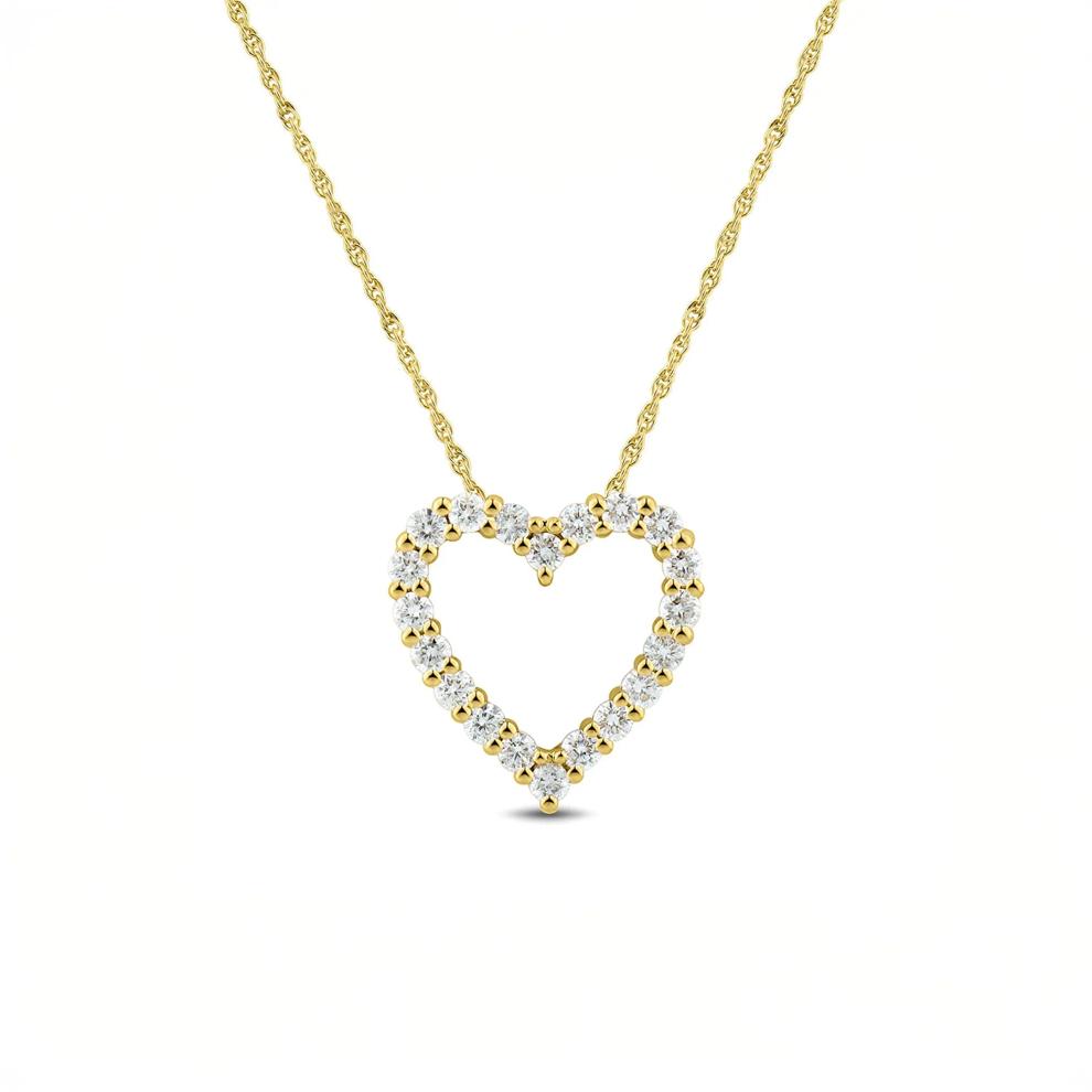 Lab Grown Diamond Round Heart Pendant Necklace in 10K Yellow Gold (1/2 ct. tw.) – Image 1 of 3