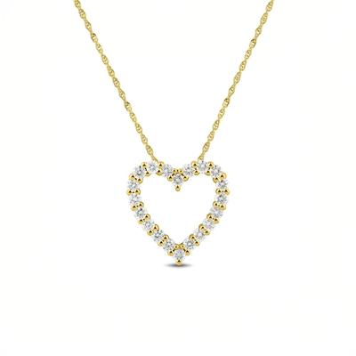 Lab Grown Diamond Round Heart Pendant Necklace in 10K Yellow Gold (1/2 ct. tw.)