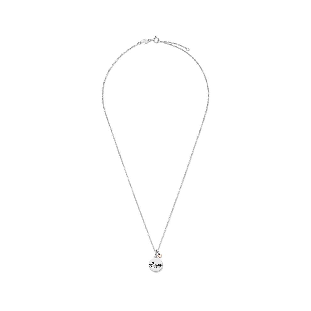 Lab Grown Diamond Accent Love Disc Pendant in Sterling Silver &amp; 10K Rose Gold – Image 3 of 5