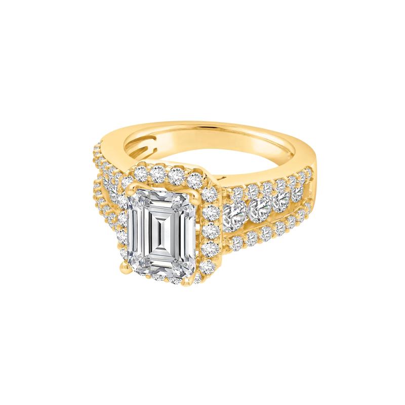 Lab Grown Diamond Halo Engagement Ring in 14K Yellow Gold &#40;3 1/2 ct. tw.&#41; – Image 4 of 4