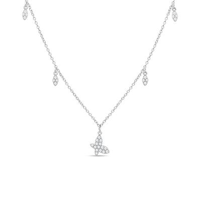Diamond Butterfly Station Necklace in Sterling Silver (1/7 ct. tw.)