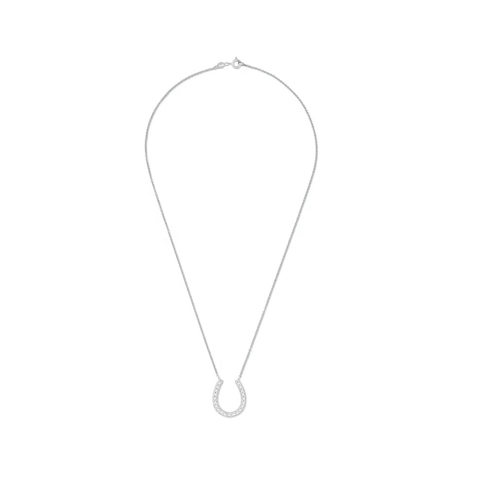 Diamond Horseshoe Pendant in Sterling Silver (1/10 ct. tw.) – Image 3 of 4
