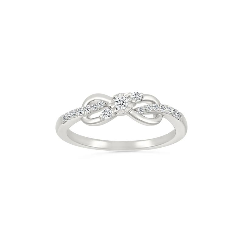 Diamond Accent Infinity Knot Ring in Sterling Silver – Image 1 of 4