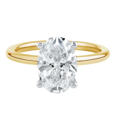 Lab Grown Diamond Oval Solitaire in 14K Yellow and White Gold (3 ct.)