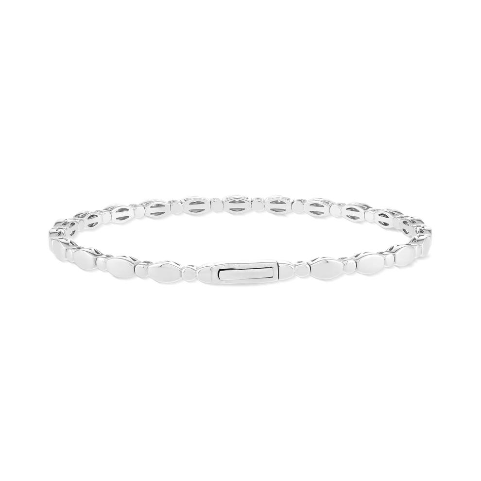 Lab-Created White Sapphire Flex Bangle Bracelet in Sterling Silver, 7.25" – Image 2 of 2