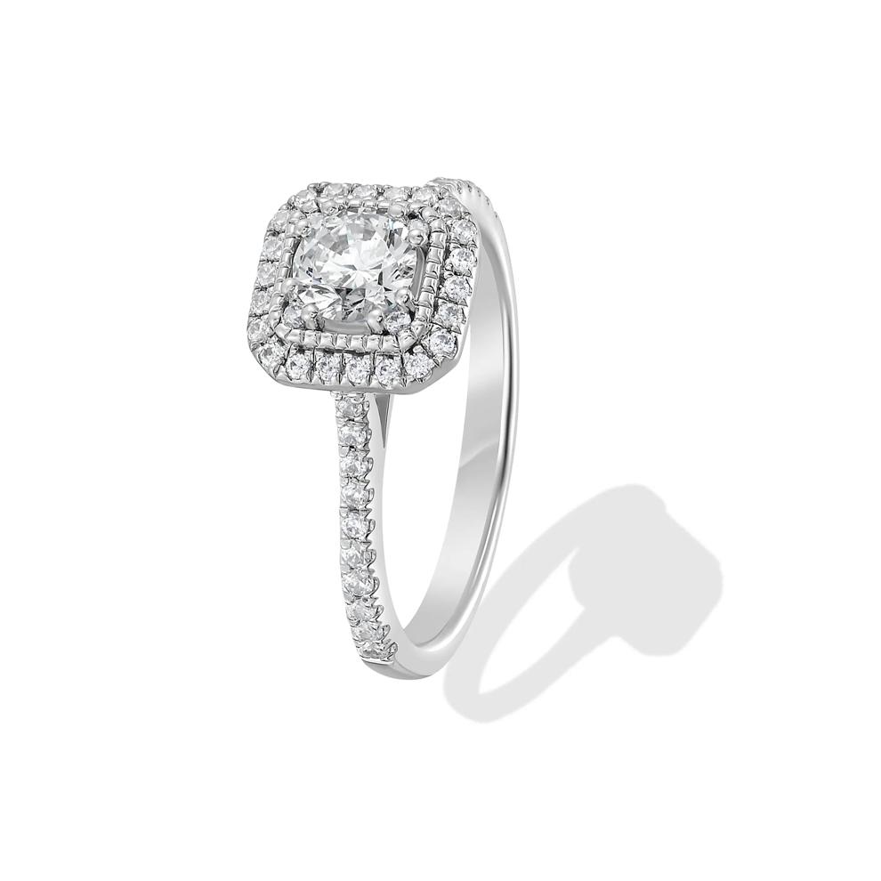 Diamond Round Center Halo Engagement Ring in 14K White Gold (3/4 ct. tw.) – Image 4 of 4