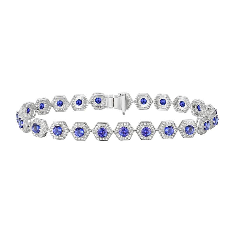Tanzanite and Lab Created White Sapphire Bracelet in Sterling Silver – Image 1 of 1